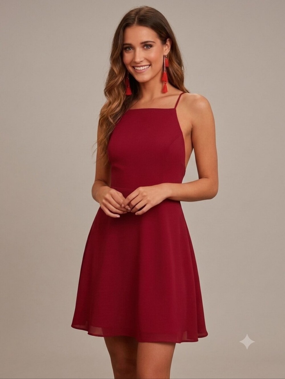 LULUS Red Backless Skater Dress Mini Size Small Party Cocktail